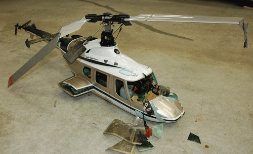 Bell 222 RC Helicopter Crash Damage Bell 222 RC Helicopter Crash Damage
