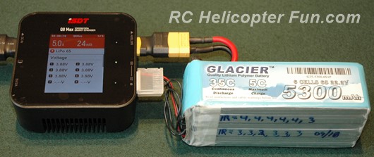 Balancing a 6S 5300 mAh LiPo Battery with a computerized RC charger. LiPo Battery Balancing