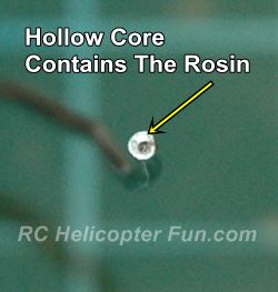 Rosin core solder contains the rosin flux